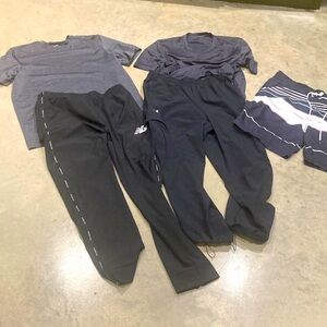 New Balance and Under Armour men’s black poly joggers + 2 Bcg dri fit tops +swim